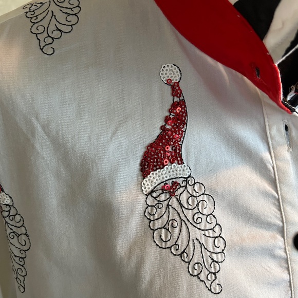 Berek XL Sequin Santa Holiday Button Down Tunic Top - Picture 9 of 16